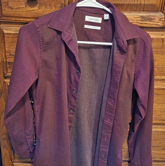 Calvin Klein Maroon Long Sleeve Shirt - Picture 1 of 1
